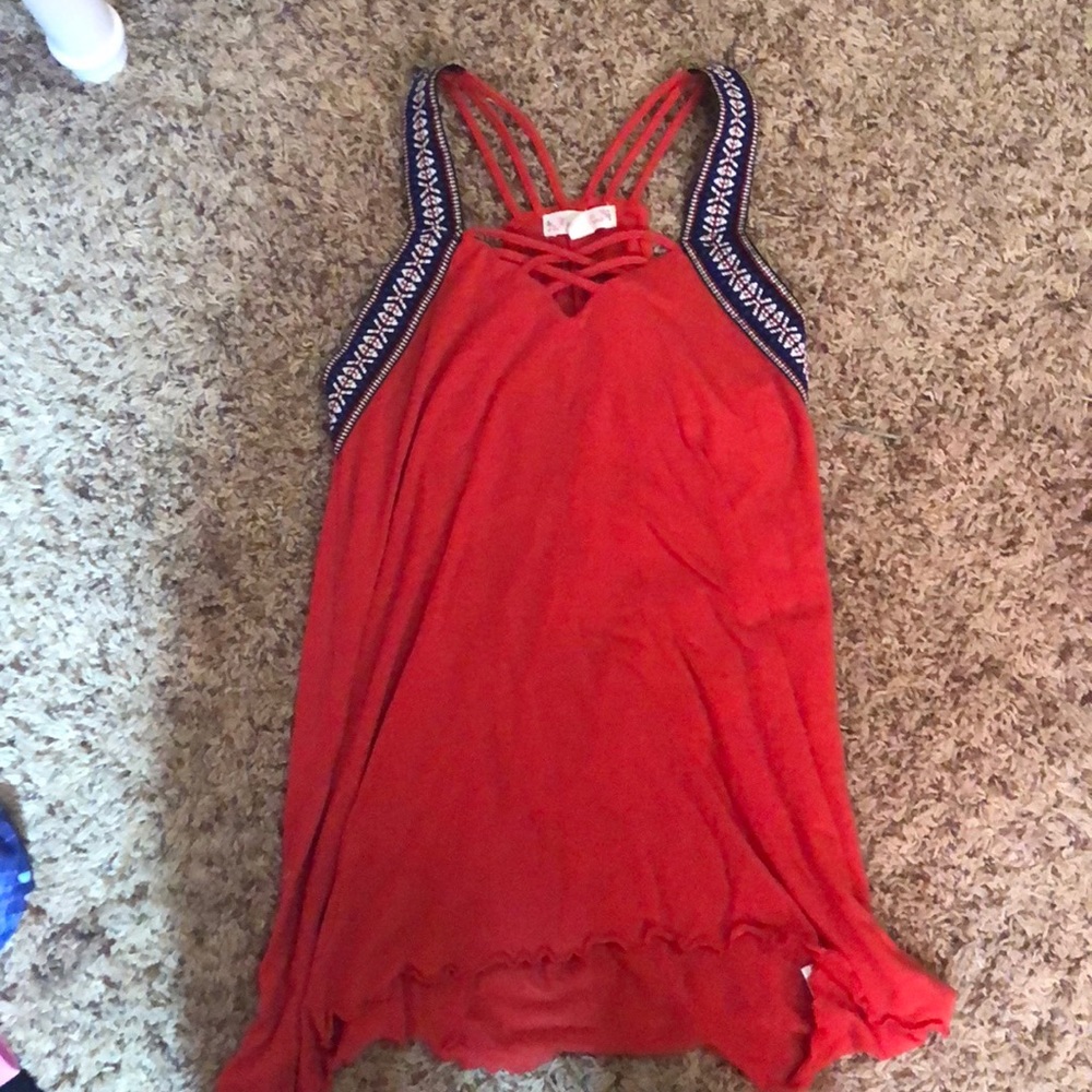 Red tribal tank top